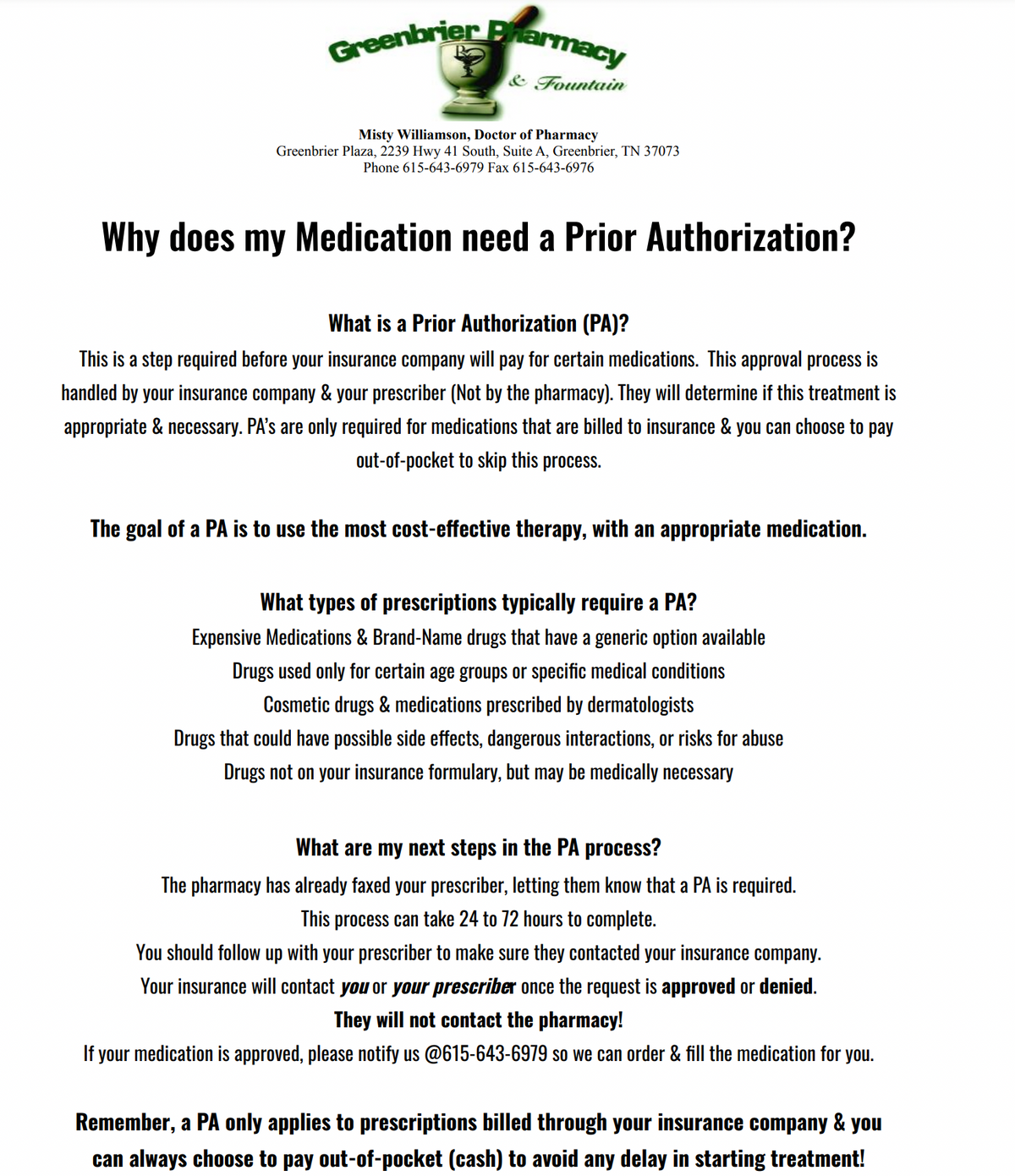 Your Local Greenbrier Pharmacy